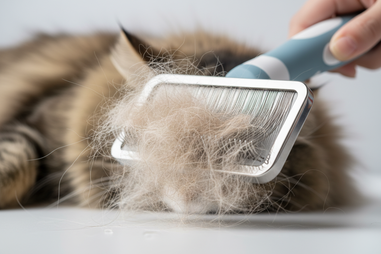 brush pulling loose fur